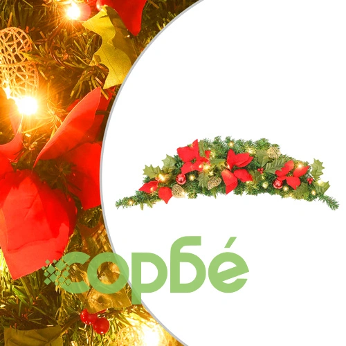 Коледна арка с LED лампички, зелена, 90 см, PVC ➤ топ цена ➤ sorbe.bg