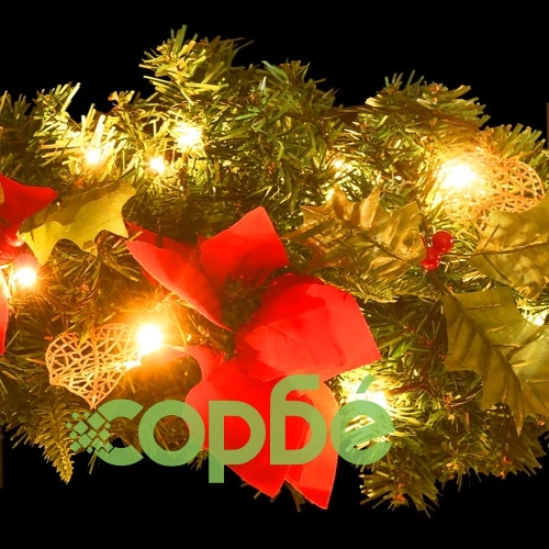 Коледна арка с LED лампички, зелена, 90 см, PVC ➤ топ цена ➤ sorbe.bg