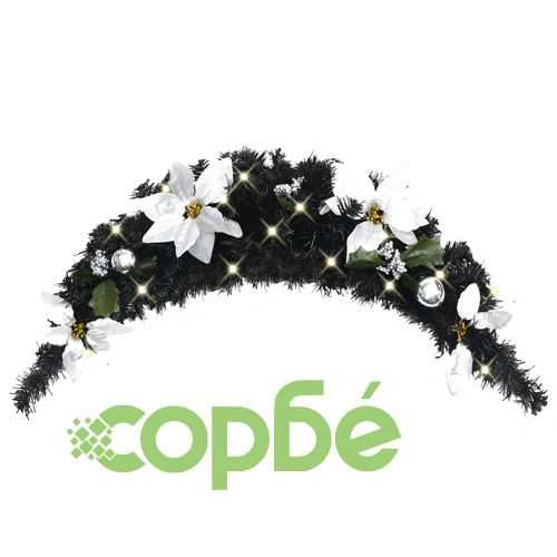 Коледна арка с LED лампички, черна, 90 см, PVC ➤ топ цена ➤ sorbe.bg