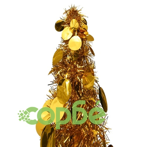 Pop-up изкуствена коледна елха, златиста, 120 см, PET ➤ топ цена ➤ sorbe.bg