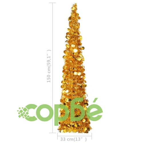 Pop-up изкуствена коледна елха, златиста, 150 см, PET ➤ топ цена ➤ sorbe.bg