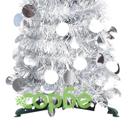 Pop-up изкуствена коледна елха, сребриста, 180 см, PET ➤ топ цена ➤ sorbe.bg