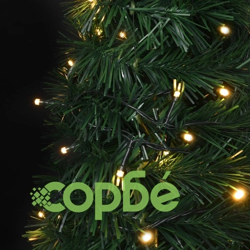 Разгъваема стринг изкуствена коледна елха с LED, зелена, 210 см ➤ топ цена ➤ sorbe.bg