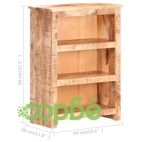Шкаф за книги, 59x30x80 см, грубо мангово дърво ➤ топ цена ➤ sorbe.bg