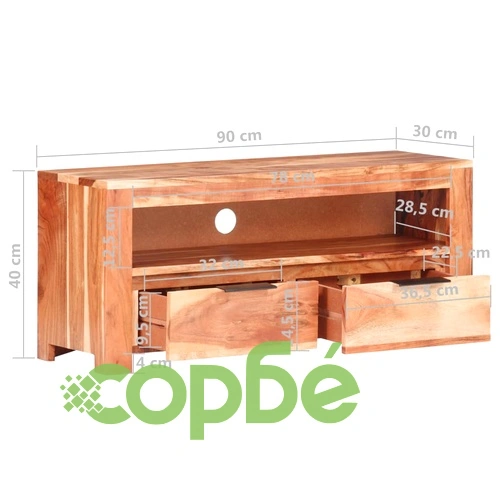 ТВ шкаф, 90x30x40 cм, акациево дърво масив на топ цена от sorbe.bg ТВ шкаф, 90x30x40 cм, акациево дърво масив ➤ топ цена ➤ sorbe.bg
