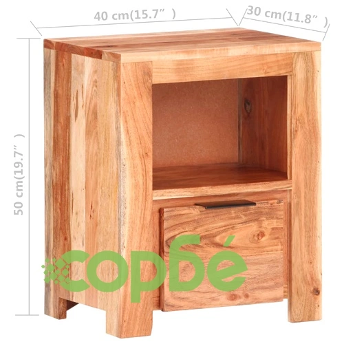 Нощно шкафче, 40х30х50 см, акация масив ➤ топ цена ➤ sorbe.bg