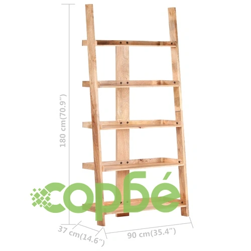 Етажерка за книги с 5 рафта 90x37x180 см мангово дърво масив ➤ топ цена ➤ sorbe.bg