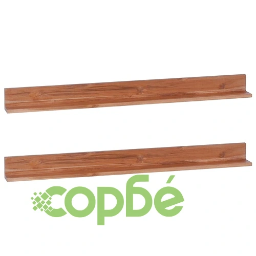 Стенни рафтове 2 бр 120x10x10 см тикова дървесина масив ➤ топ цена ➤ sorbe.bg