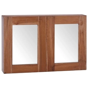 Шкаф с огледало, 60x10x40 cм, тиково дърво масив