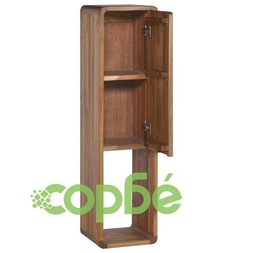 Шкаф за баня за стенен монтаж, 25x25x100 cм, тиково дърво масив ➤ топ цена ➤ sorbe.bg