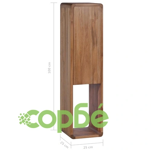 Шкаф за баня за стенен монтаж, 25x25x100 cм, тиково дърво масив ➤ топ цена ➤ sorbe.bg