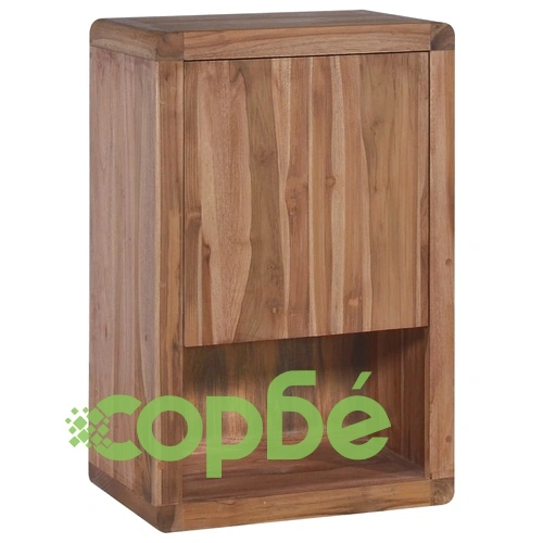 Шкаф за баня за стенен монтаж, 45x30x70 cм, тиково дърво масив ➤ топ цена ➤ sorbe.bg