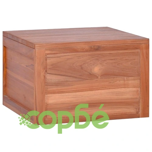 Шкаф за баня за стенен монтаж, 45x45x30 cм, тиково дърво масив ➤ топ цена ➤ sorbe.bg
