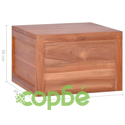 Шкаф за баня за стенен монтаж, 45x45x30 cм, тиково дърво масив ➤ топ цена ➤ sorbe.bg