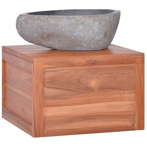 Шкаф за баня за стенен монтаж, 45x45x30 cм, тиково дърво масив