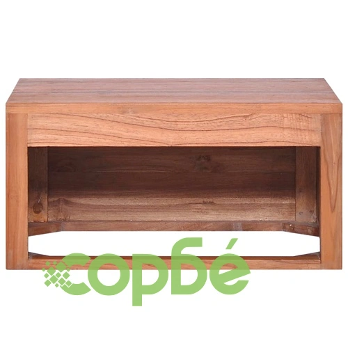 Шкаф за баня за стенен монтаж, 60x45x30 cм, тиково дърво масив ➤ топ цена ➤ sorbe.bg