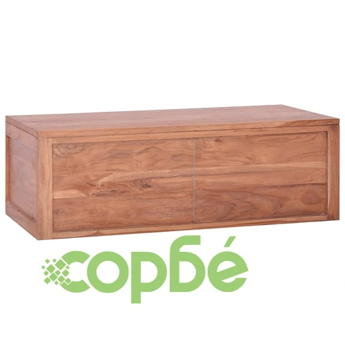 Шкаф за баня за стенен монтаж, 90x45x30 cм, тиково дърво масив ➤ топ цена ➤ sorbe.bg
