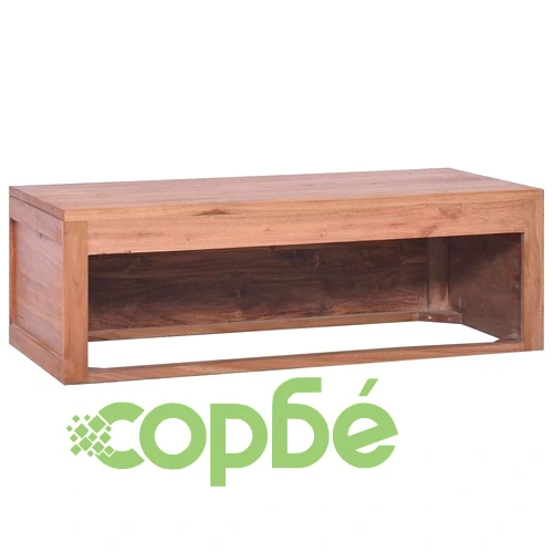 Шкаф за баня за стенен монтаж, 90x45x30 cм, тиково дърво масив ➤ топ цена ➤ sorbe.bg