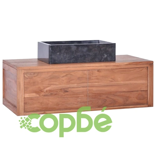 Шкаф за баня за стенен монтаж, 90x45x30 cм, тиково дърво масив ➤ топ цена ➤ sorbe.bg