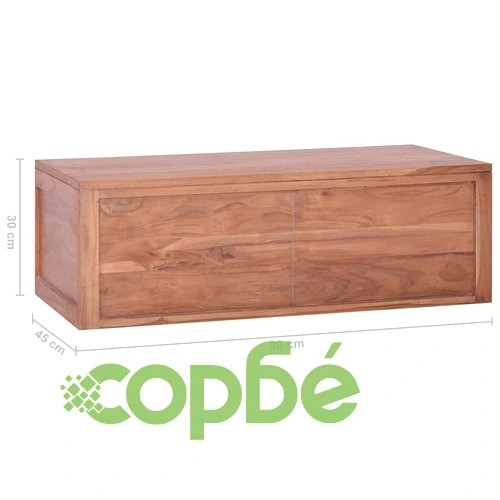 Шкаф за баня за стенен монтаж, 90x45x30 cм, тиково дърво масив ➤ топ цена ➤ sorbe.bg
