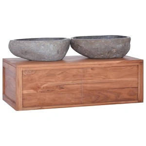 Шкаф за баня за стенен монтаж, 90x45x30 cм, тиково дърво масив