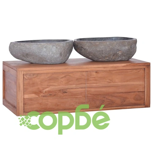 Шкаф за баня за стенен монтаж, 90x45x30 cм, тиково дърво масив ➤ топ цена ➤ sorbe.bg