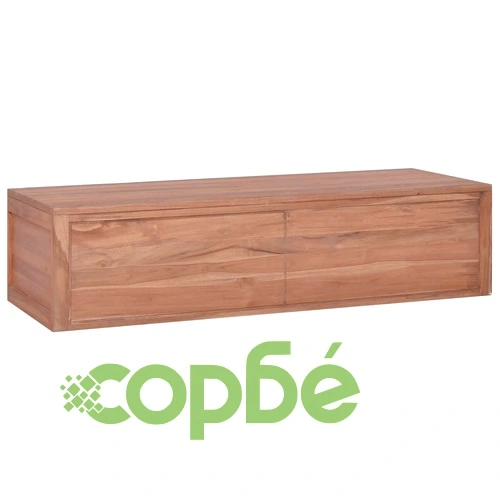 Шкаф за баня за стенен монтаж, 120x45x30 cм, тиково дърво масив ➤ топ цена ➤ sorbe.bg
