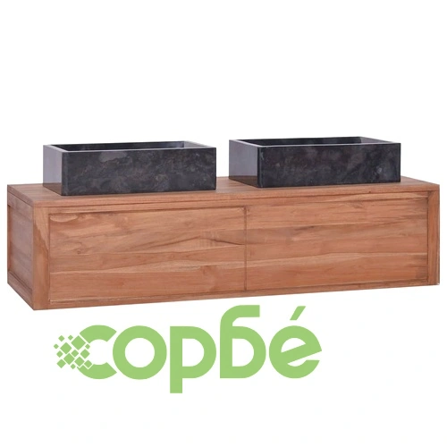 Шкаф за баня за стенен монтаж, 120x45x30 cм, тиково дърво масив ➤ топ цена ➤ sorbe.bg