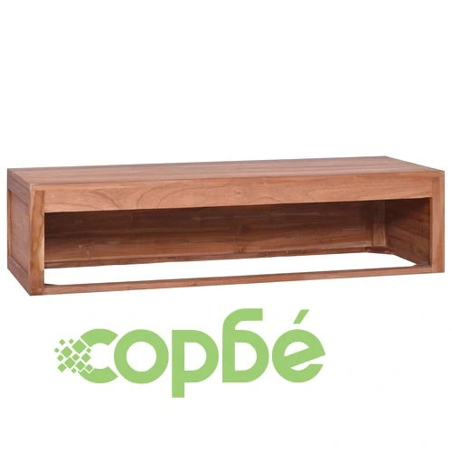 Шкаф за баня за стенен монтаж, 120x45x30 cм, тиково дърво масив ➤ топ цена ➤ sorbe.bg