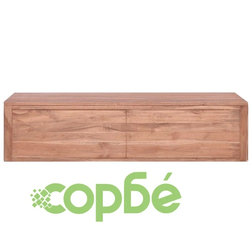 Шкаф за баня за стенен монтаж, 120x45x30 cм, тиково дърво масив ➤ топ цена ➤ sorbe.bg