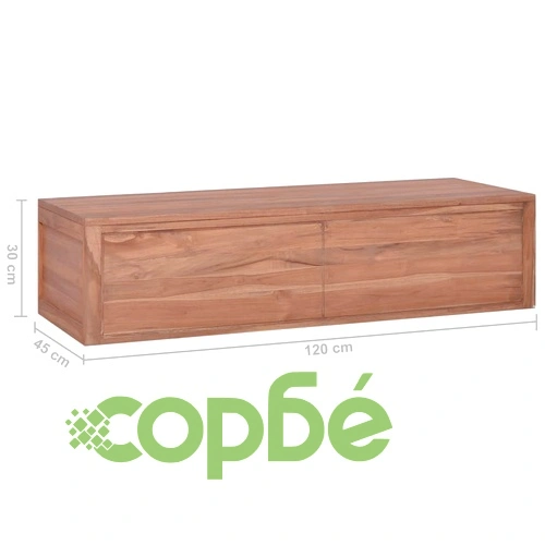 Шкаф за баня за стенен монтаж, 120x45x30 cм, тиково дърво масив ➤ топ цена ➤ sorbe.bg
