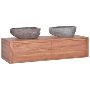 Шкаф за баня за стенен монтаж, 120x45x30 cм, тиково дърво масив