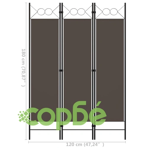 Параван за стая, 3 панела, антрацит, 120x180 см ➤ топ цена ➤ sorbe.bg