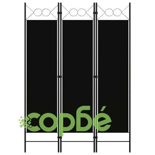 Параван за стая, 3 панела, черен, 120x180 см ➤ топ цена ➤ sorbe.bg