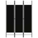 Параван за стая, 3 панела, черен, 120x180 см