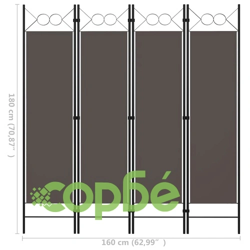 Параван за стая, 4 панела, антрацит, 160x180 см ➤ топ цена ➤ sorbe.bg