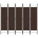 Параван за стая, 5 панела, кафяв, 200x180 см