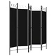 Параван за стая, 5 панела, черен, 200x180 см
