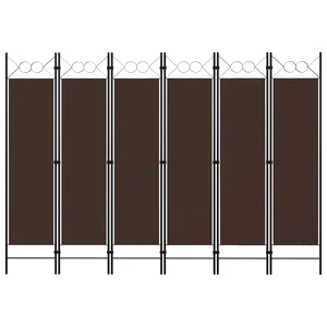 Параван за стая, 6 панела, кафяв, 240x180 cм