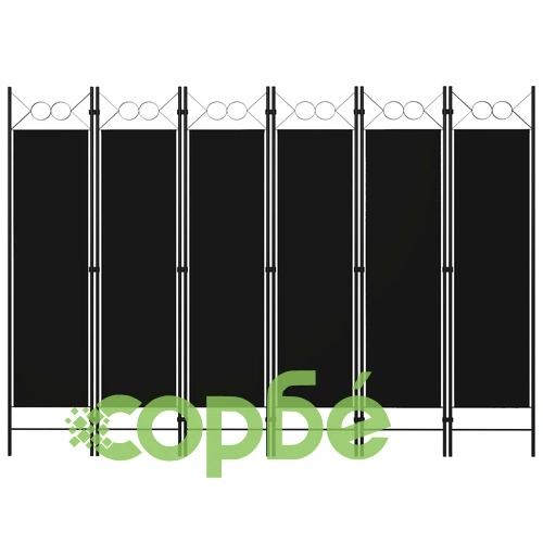 Параван за стая, 6 панела, черен, 240x180 cм ➤ топ цена ➤ sorbe.bg