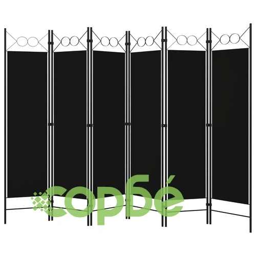 Параван за стая, 6 панела, черен, 240x180 cм ➤ топ цена ➤ sorbe.bg