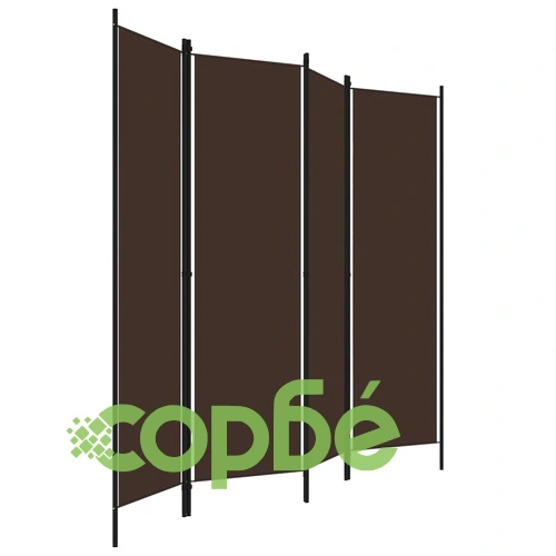 Параван за стая, 4 панела, кафяв, 200x180 см ➤ топ цена ➤ sorbe.bg