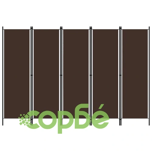 Параван за стая, 5 панела, кафяв, 250x180 см ➤ топ цена ➤ sorbe.bg
