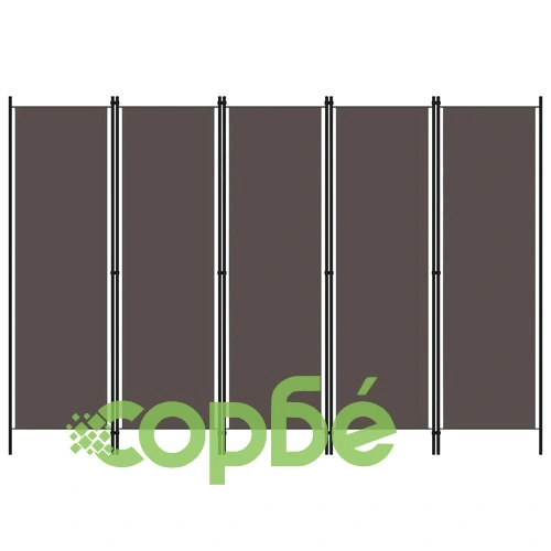 Параван за стая, 5 панела, антрацит, 250x180 см ➤ топ цена ➤ sorbe.bg