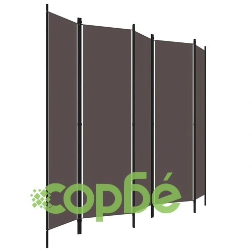 Параван за стая, 5 панела, антрацит, 250x180 см ➤ топ цена ➤ sorbe.bg