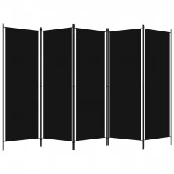 Параван за стая, 5 панела, черен, 250x180 см