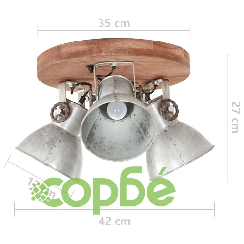 Индустриална таванна лампа 25 W сребриста 42x27 см E27 ➤ топ цена ➤ sorbe.bg