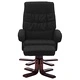 Реклайнер с табуретка, черен, изкуствена кожа