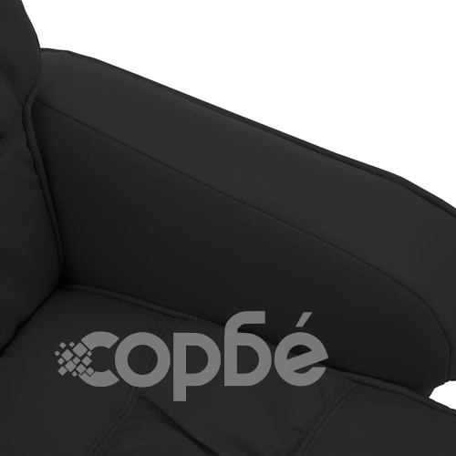 Реклайнер с табуретка, черен, изкуствена кожа ➤ топ цена ➤ sorbe.bg