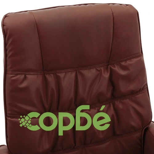 Реклайнер с табуретка, кафяв, изкуствена кожа ➤ топ цена ➤ sorbe.bg